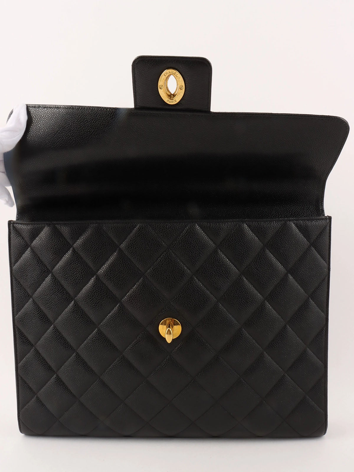 1997年頃製 キャビアスキンCCターンロックブリーフケース ブラック