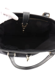 Canvas GG Pattern Logo Plate Tote Bag Black