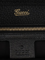 Canvas GG Pattern Logo Plate Tote Bag Black