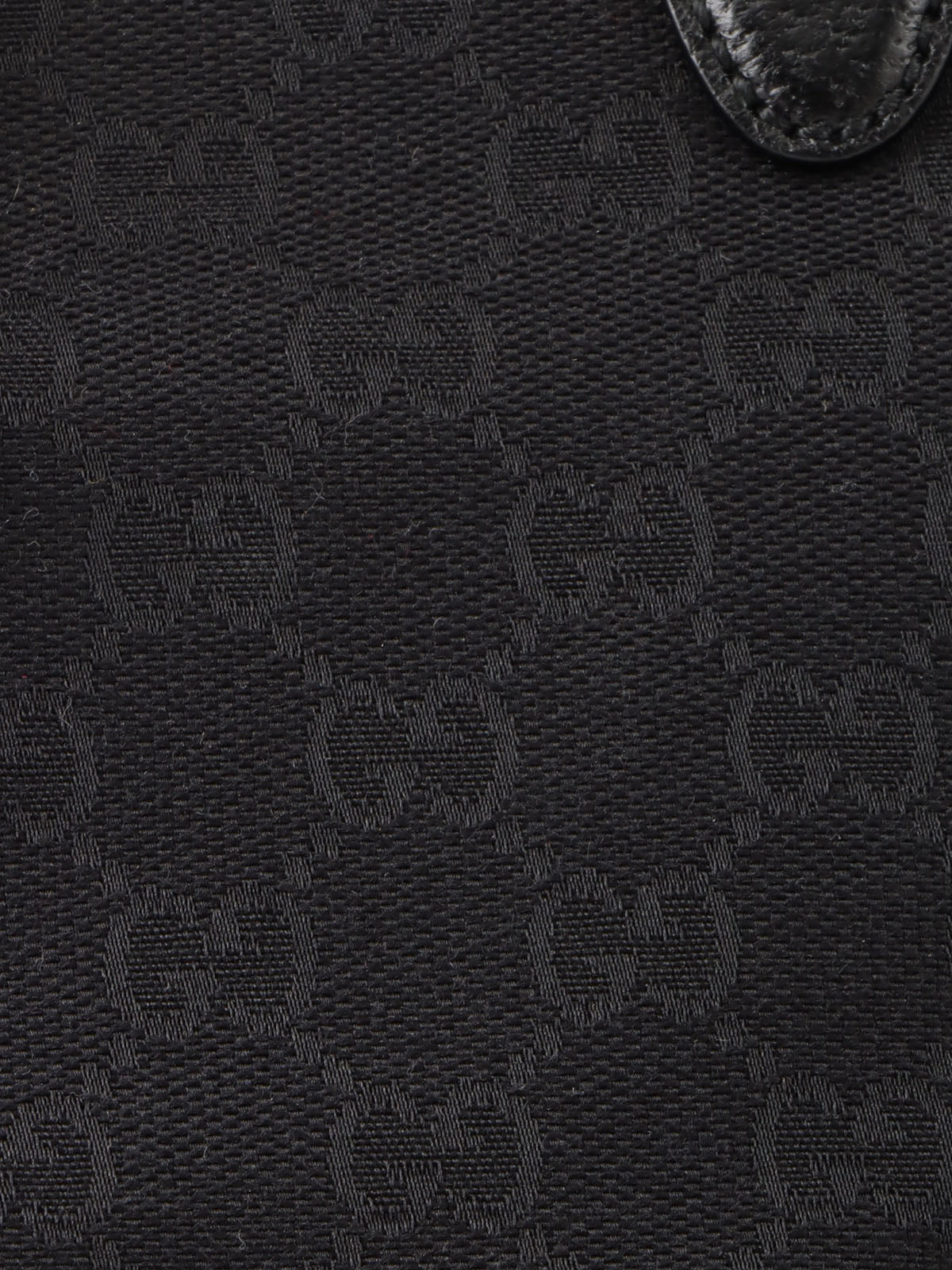 Canvas GG Pattern Logo Plate Tote Bag Black