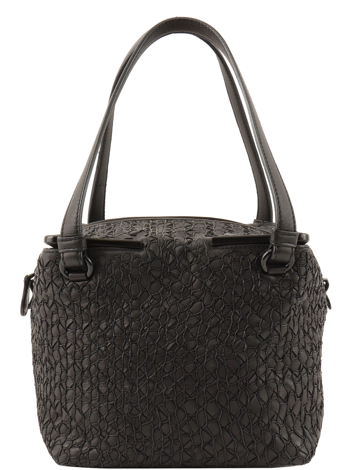Intrecciato Design Box Handbag in Black