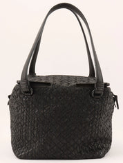 Intrecciato Design Box Handbag in Black