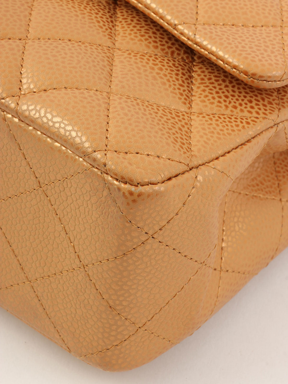 2010年頃製 クラシックフラップチェーンバッグ25cm メタリックオレンジ