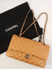 2010年頃製 クラシックフラップチェーンバッグ25cm メタリックオレンジ