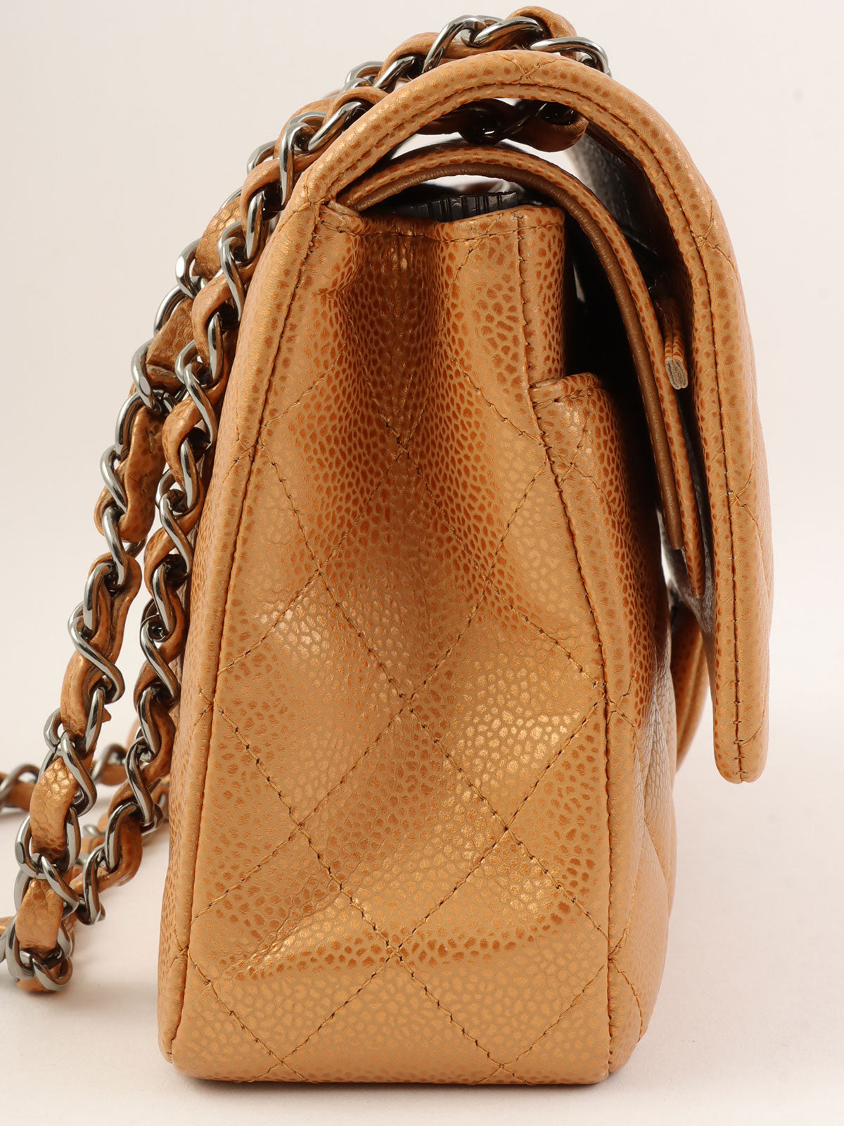 2010年頃製 クラシックフラップチェーンバッグ25cm メタリックオレンジ