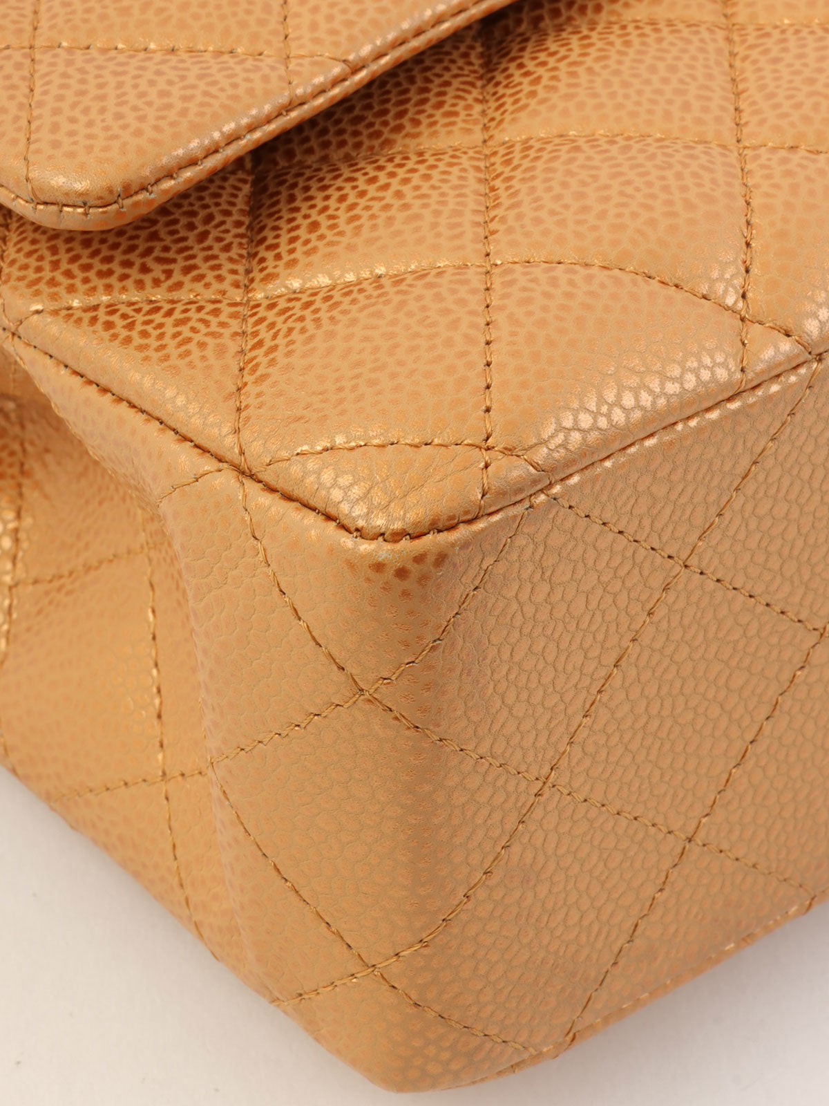 2010年頃製 クラシックフラップチェーンバッグ25cm メタリックオレンジ