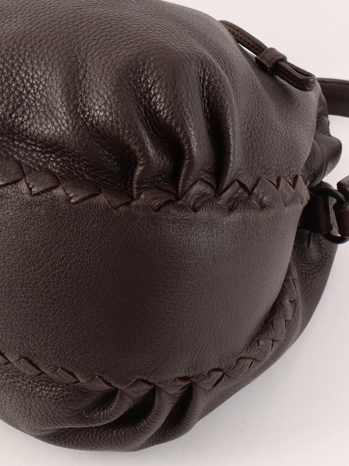Brown Intrecciato Drawstring Handbag
