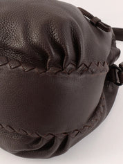 Brown Intrecciato Drawstring Handbag