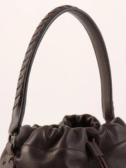 Brown Intrecciato Drawstring Handbag