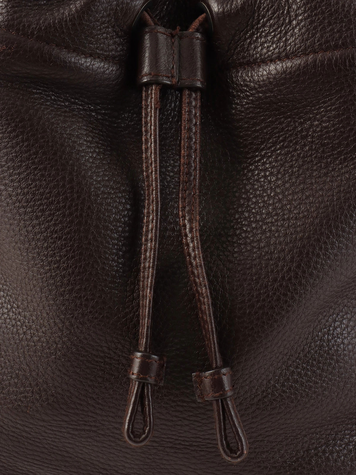 Brown Intrecciato Drawstring Handbag