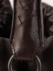 Brown Intrecciato Drawstring Handbag
