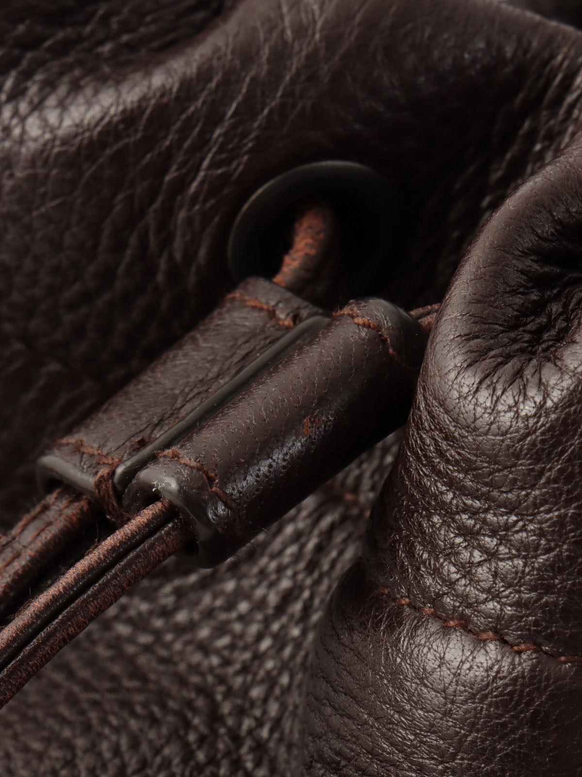 Brown Intrecciato Drawstring Handbag