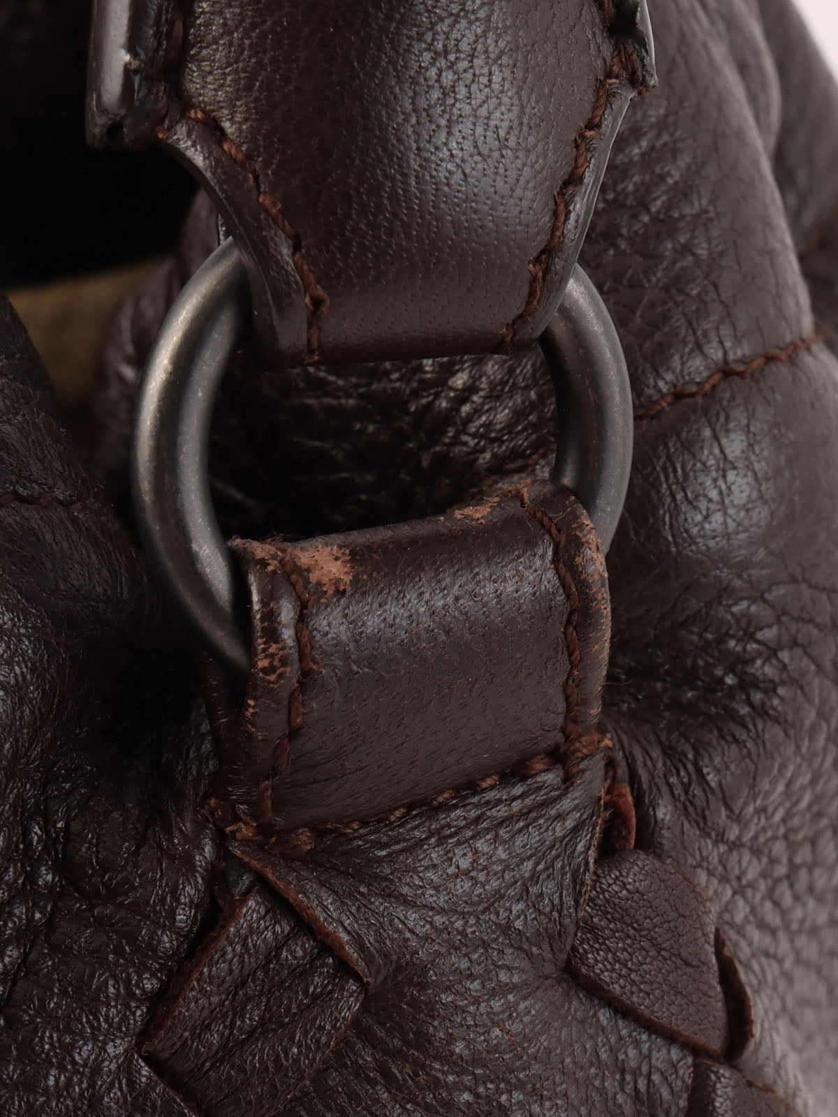 Brown Intrecciato Drawstring Handbag