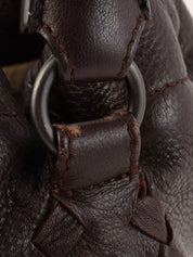 Brown Intrecciato Drawstring Handbag