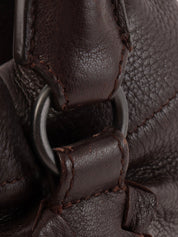 棕色编织抽绳手提包