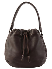 Brown Intrecciato Drawstring Handbag