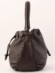 Brown Intrecciato Drawstring Handbag