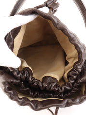 Brown Intrecciato Drawstring Handbag