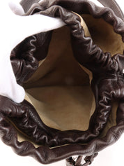 Brown Intrecciato Drawstring Handbag