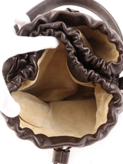 Brown Intrecciato Drawstring Handbag
