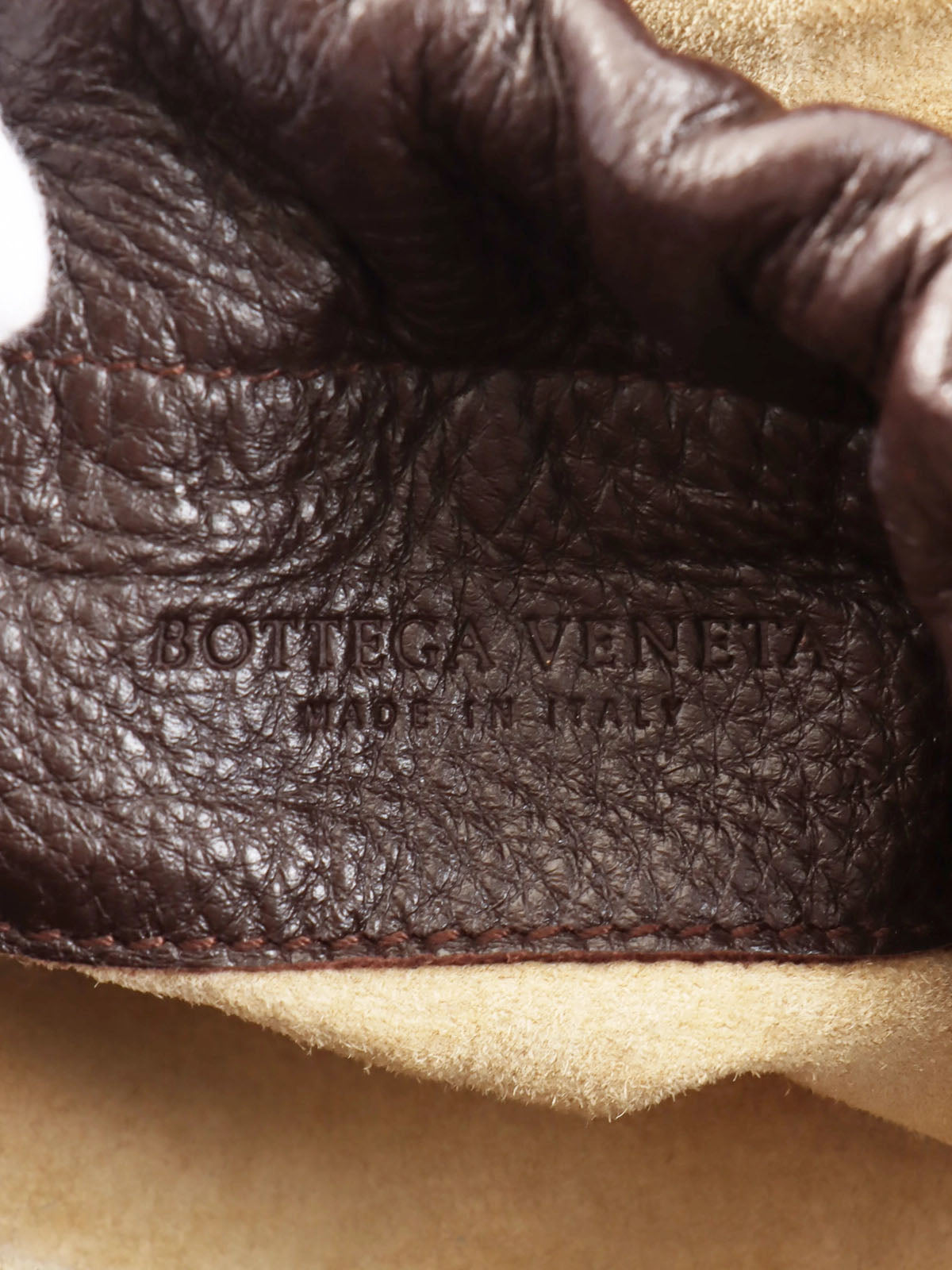 Brown Intrecciato Drawstring Handbag