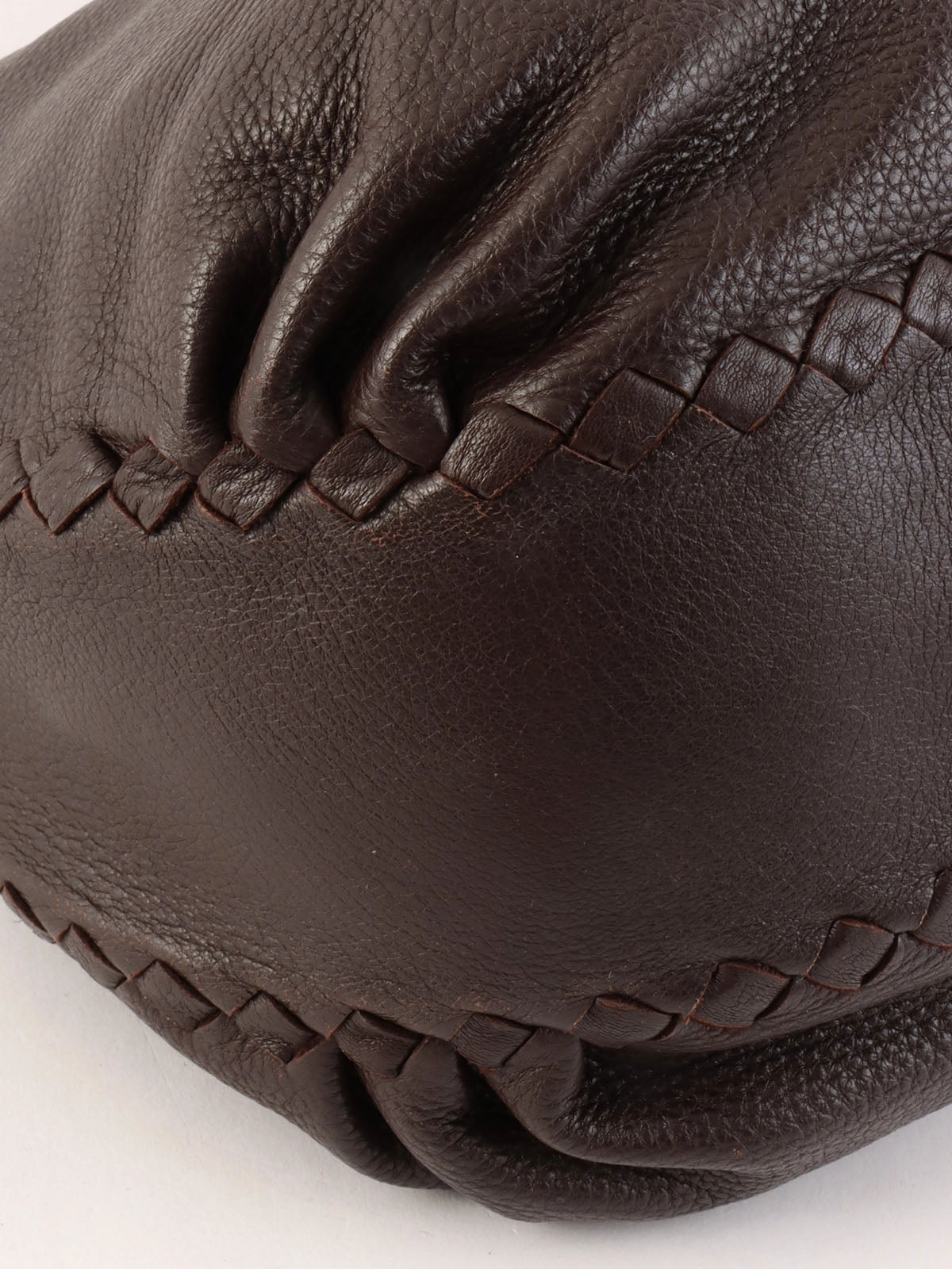 Brown Intrecciato Drawstring Handbag