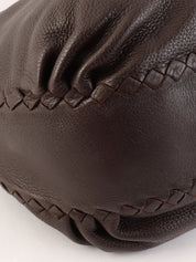 Brown Intrecciato Drawstring Handbag