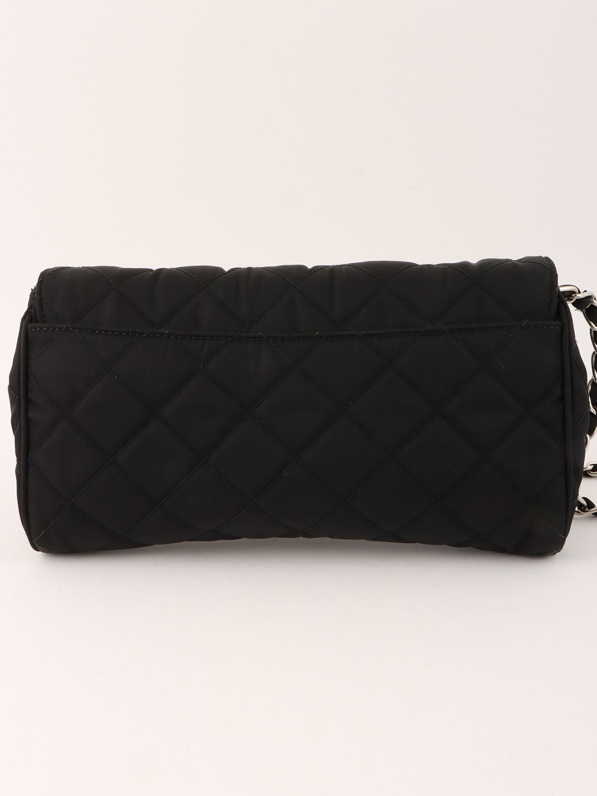 Nylon logo plate shoulder bag in black