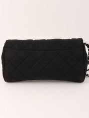 Nylon logo plate shoulder bag in black