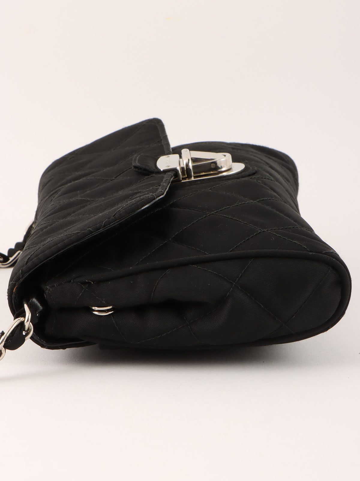 Nylon logo plate shoulder bag in black