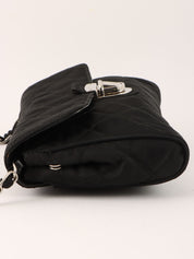 Nylon logo plate shoulder bag in black