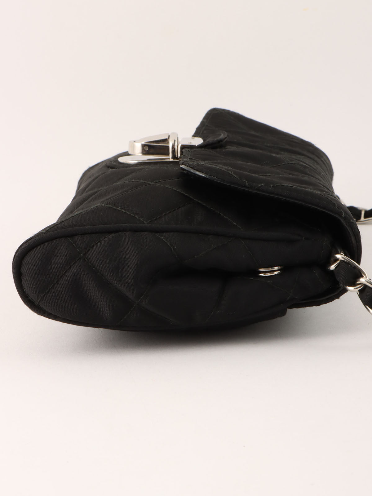 Nylon logo plate shoulder bag in black
