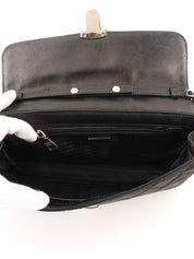 Nylon logo plate shoulder bag in black