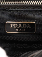 Nylon logo plate shoulder bag in black