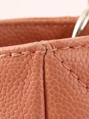 2008 Caviar Skin CC Mark Stitch Chain Tote Bag in Coral Pink