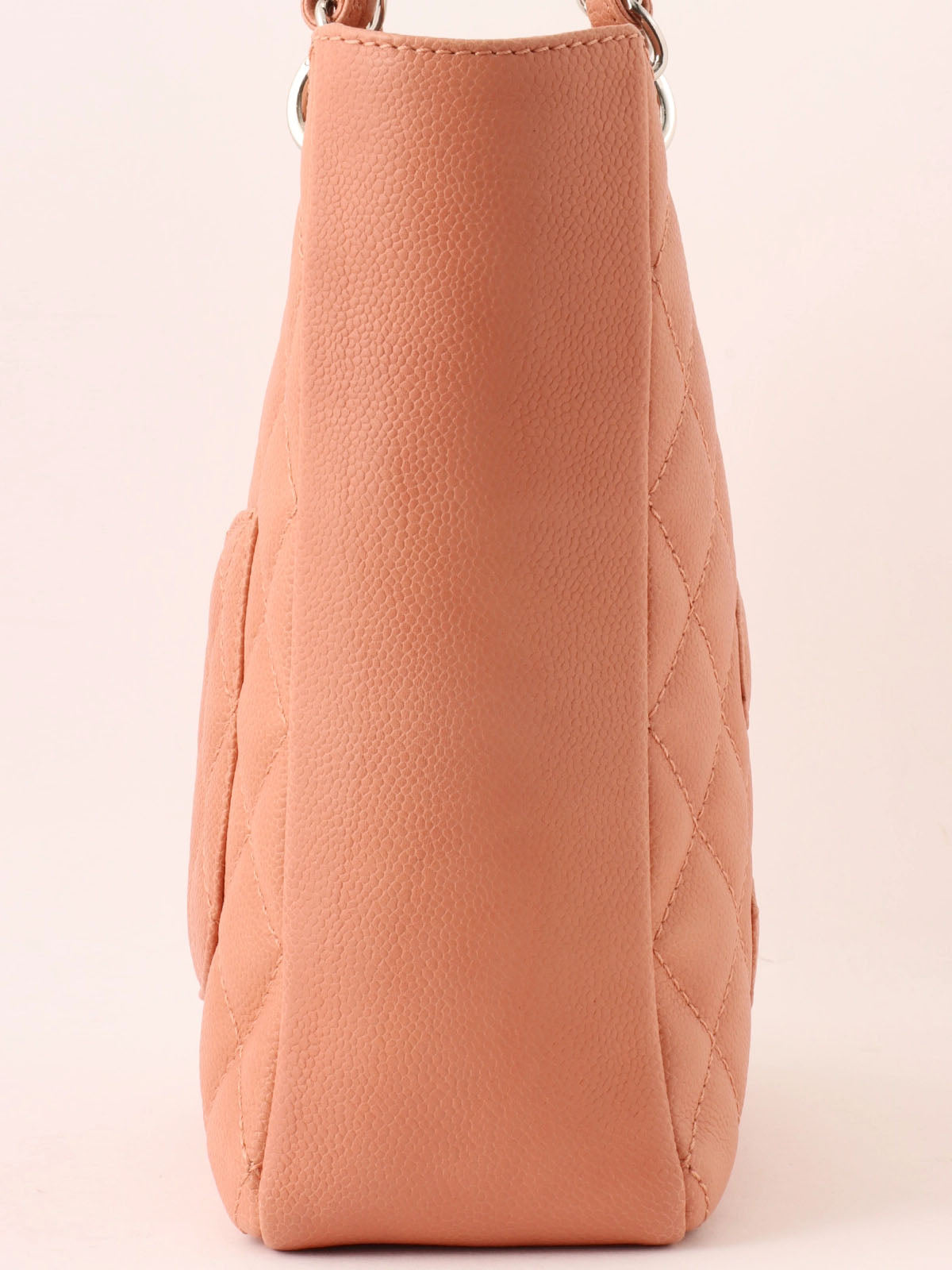 2008 Caviar Skin CC Mark Stitch Chain Tote Bag in Coral Pink