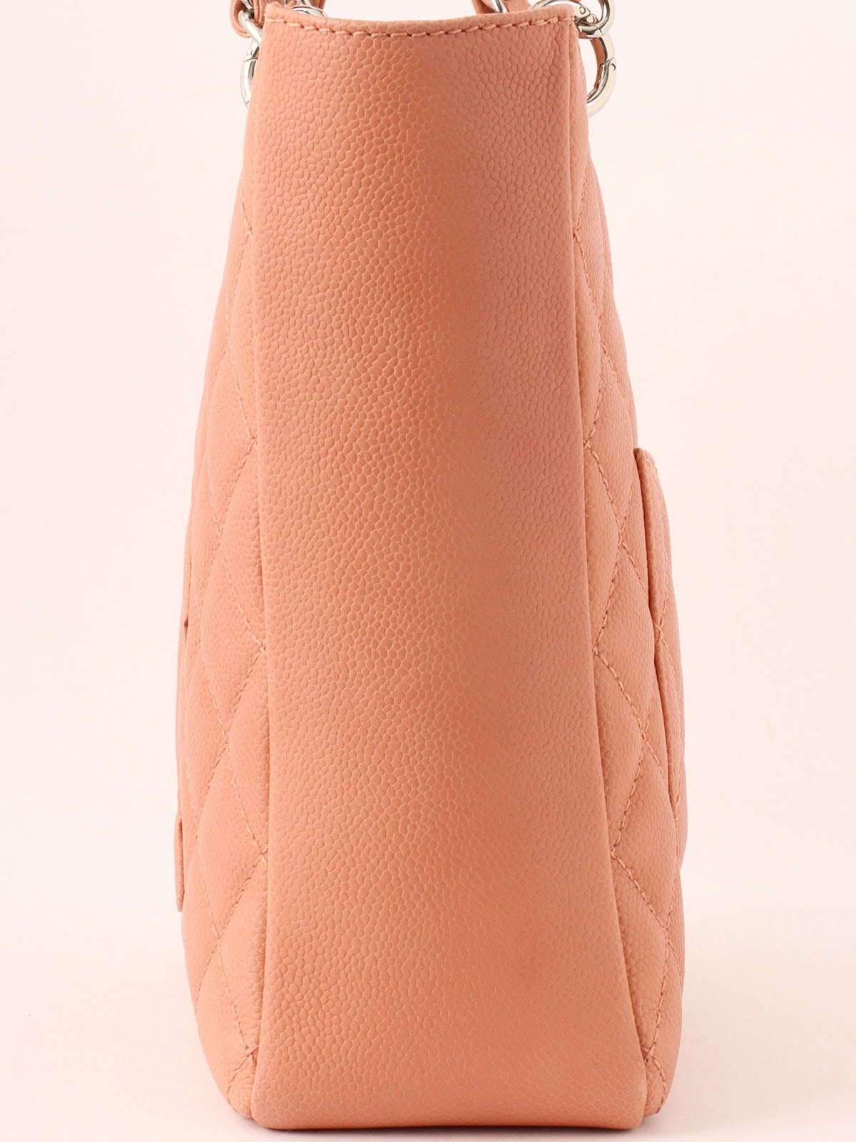 2008 Caviar Skin CC Mark Stitch Chain Tote Bag in Coral Pink