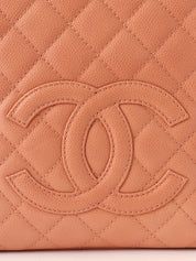 2008 Caviar Skin CC Mark Stitch Chain Tote Bag in Coral Pink