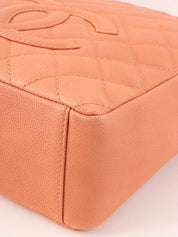 2008 Caviar Skin CC Mark Stitch Chain Tote Bag in Coral Pink
