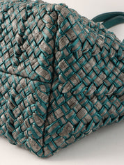 Intrecciato Tote Bag  Silver/Metallic Green
