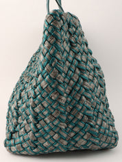 Intrecciato Tote Bag  Silver/Metallic Green