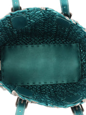 Intrecciato Tote Bag  Silver/Metallic Green