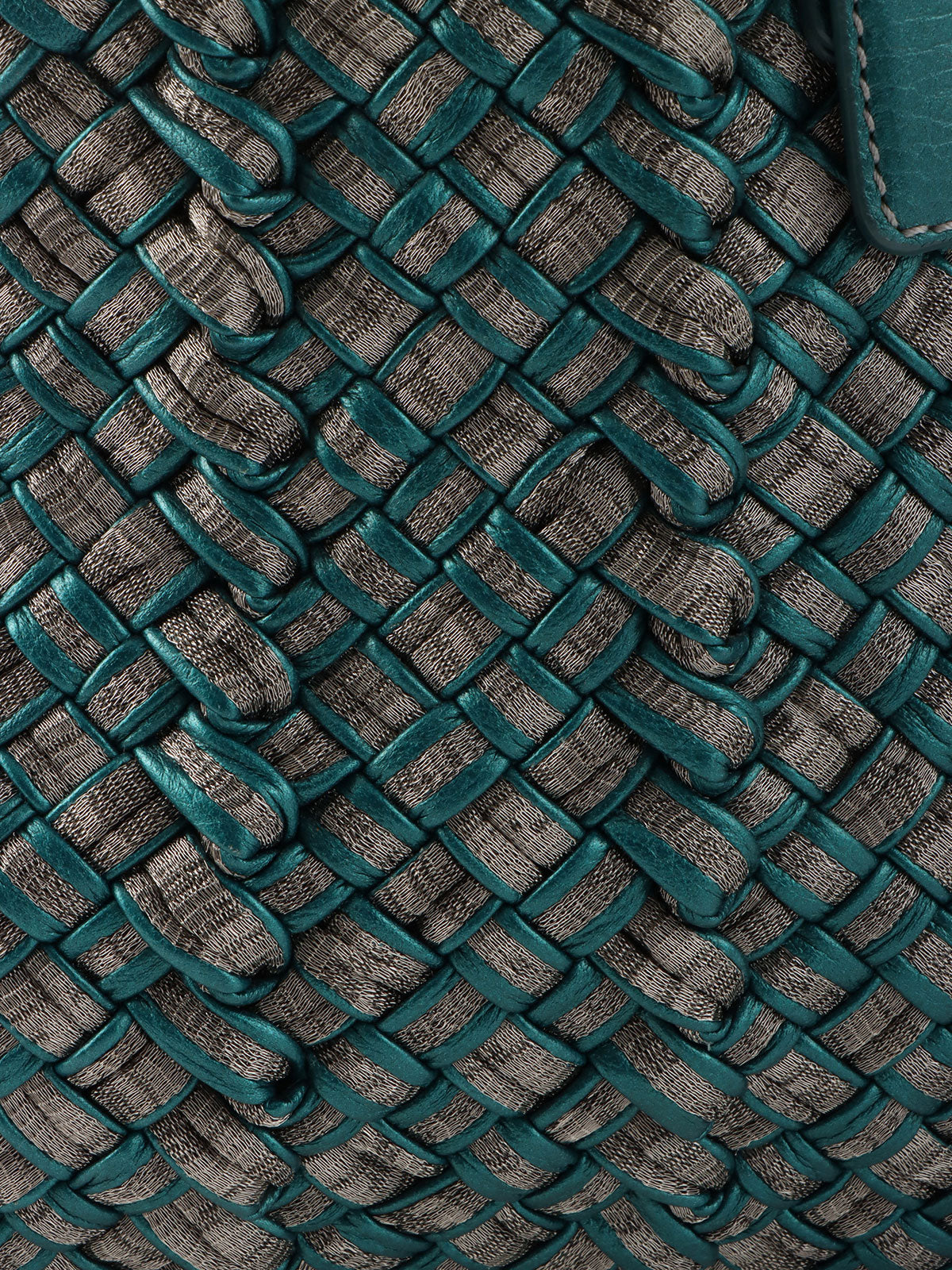 Intrecciato Tote Bag  Silver/Metallic Green