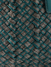 Intrecciato Tote Bag  Silver/Metallic Green