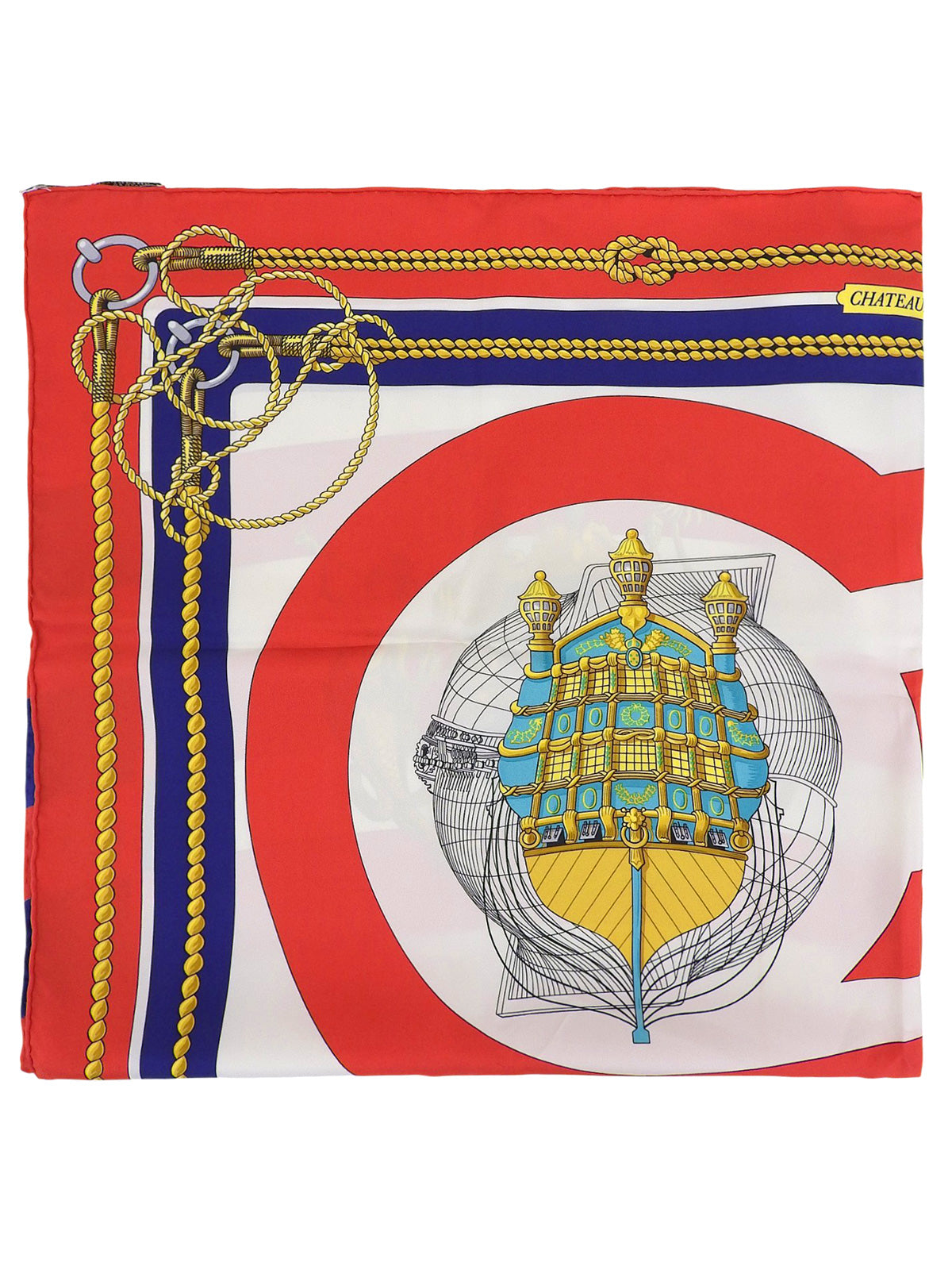 Carré 90 CHATEAUX D'ARRIERE 图案围巾 红色/多色