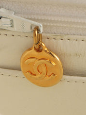 Mademoiselle Stitch Bicolor CC Turnlock Chain Shoulder Bag, White/Black, circa 1992