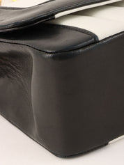 Mademoiselle Stitch Bicolor CC Turnlock Chain Shoulder Bag, White/Black, circa 1992