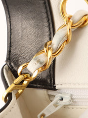 Mademoiselle Stitch Bicolor CC Turnlock Chain Shoulder Bag, White/Black, circa 1992