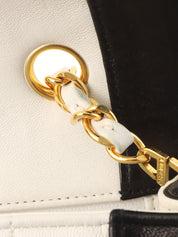 Mademoiselle Stitch Bicolor CC Turnlock Chain Shoulder Bag, White/Black, circa 1992