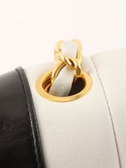 Mademoiselle Stitch Bicolor CC Turnlock Chain Shoulder Bag, White/Black, circa 1992